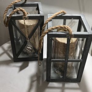 Wood box lantern set of two